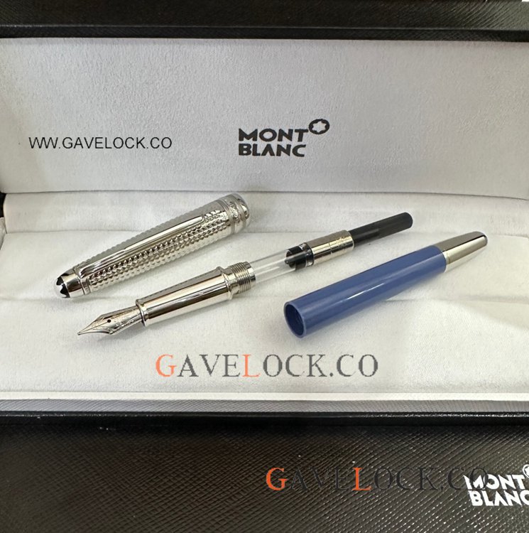 New Arrival! Montblanc Glacier Blue Meisterstuck Fountain Slim size